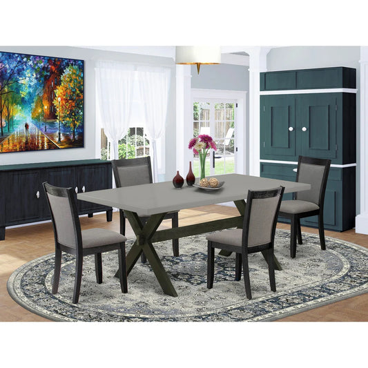 East West Furniture X697MZ650-5 5 Piece Dining Table Set for 4 Includes a Rectangle Kitchen Table with X-Legs and 4 Dark Gotham Grey Linen Fabric Parsons Chairs, 40x72 Inch, Multi-Color