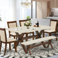 East West Furniture X726MZN32-6 6 Piece Kitchen Table Set Contains a Rectangle Dining Table with X-Legs and 4 Light Beige Linen Fabric Parson Chairs with a Bench, 36x60 Inch, Multi-Color