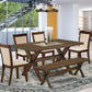 East West Furniture X776MZN32-6 6 Piece Dinette Set Contains a Rectangle Dining Table with X-Legs and 4 Light Beige Linen Fabric Parson Chairs with a Bench, 36x60 Inch, Multi-Color