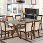 East West Furniture X796MZN32-7 7 Piece Dining Table Set Consist of a Rectangle Kitchen Table with X-Legs and 6 Light Beige Linen Fabric Parson Dining Chairs, 36x60 Inch, Multi-Color