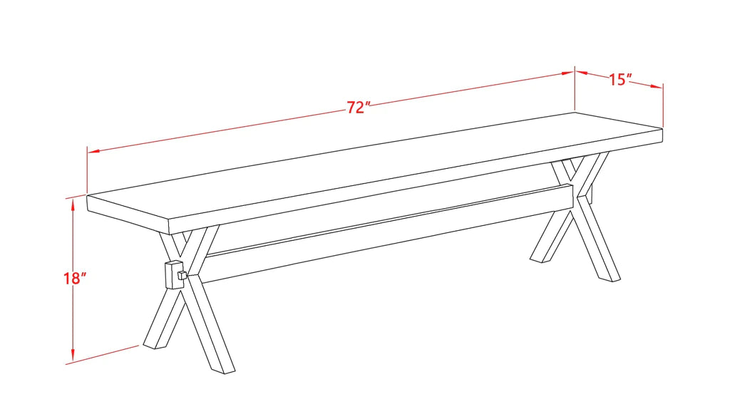 East West Furniture X627MZ606-6 6 Piece Dining Table Set Contains a Rectangle Dining Room Table with X-Legs and 4 Shitake Linen Fabric Parson Chairs with a Bench, 40x72 Inch, Multi-Color