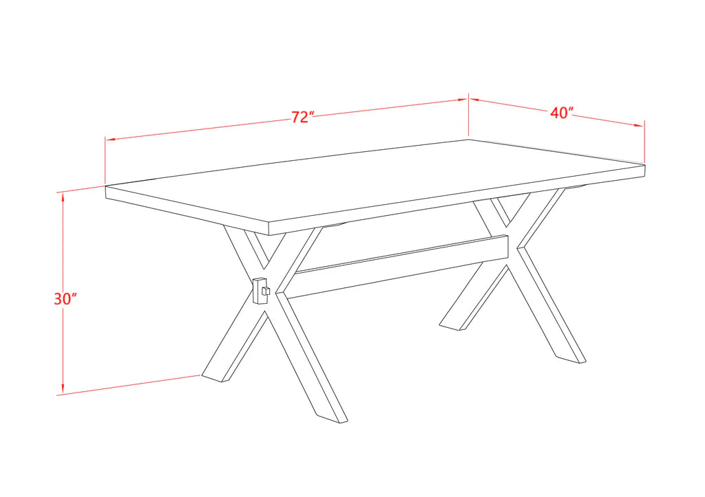 East West Furniture X097MZ001-7 7 Piece Modern Dining Table Set Consist of a Rectangle Wooden Table with X-Legs and 6 Cream Linen Fabric Parson Dining Chairs, 40x72 Inch, Multi-Color