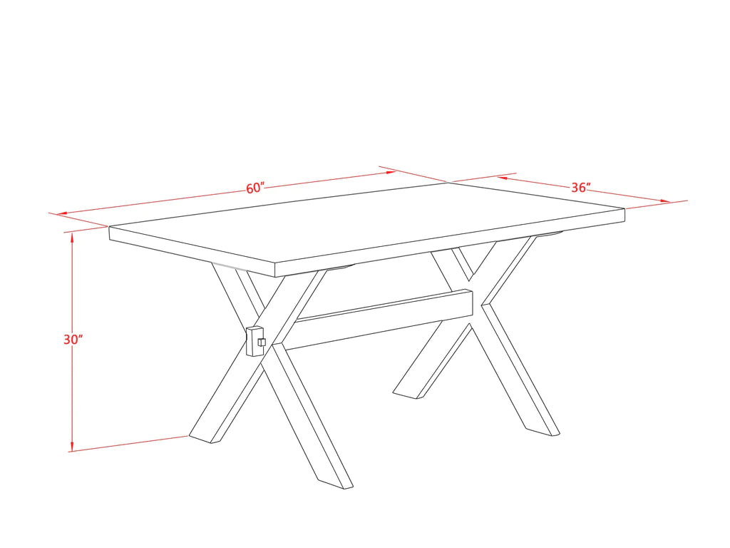 East West Furniture X626MZ606-6 6 Piece Dining Set Contains a Rectangle Dining Room Table with X-Legs and 4 Shitake Linen Fabric Upholstered Chairs with a Bench, 36x60 Inch, Multi-Color