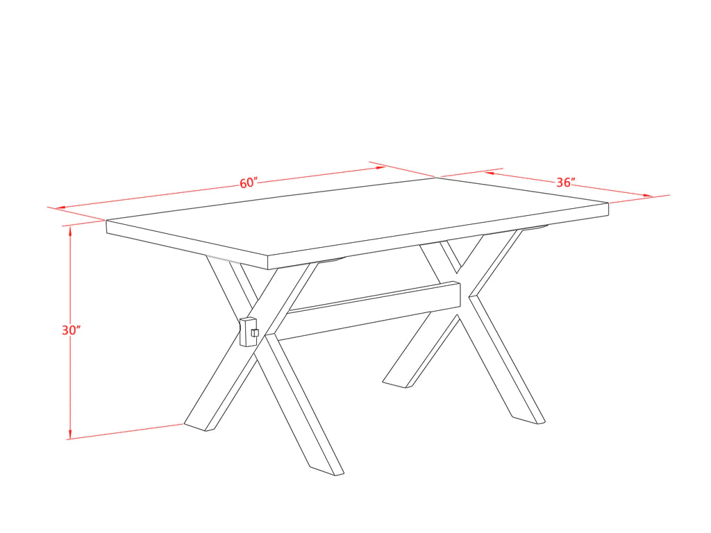 X696BA105-6 6Pc Dining Set - 36x60" Rectangular Table, 4 Parson Chairs and a Bench - Wirebrushed Black & Cement Color