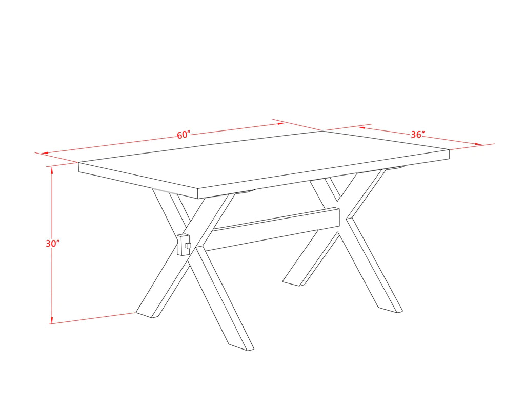 East West Furniture X726MZN32-7 7 Piece Dining Room Table Set Consist of a Rectangle Dining Table with X-Legs and 6 Light Beige Linen Fabric Upholstered Chairs, 36x60 Inch, Multi-Color